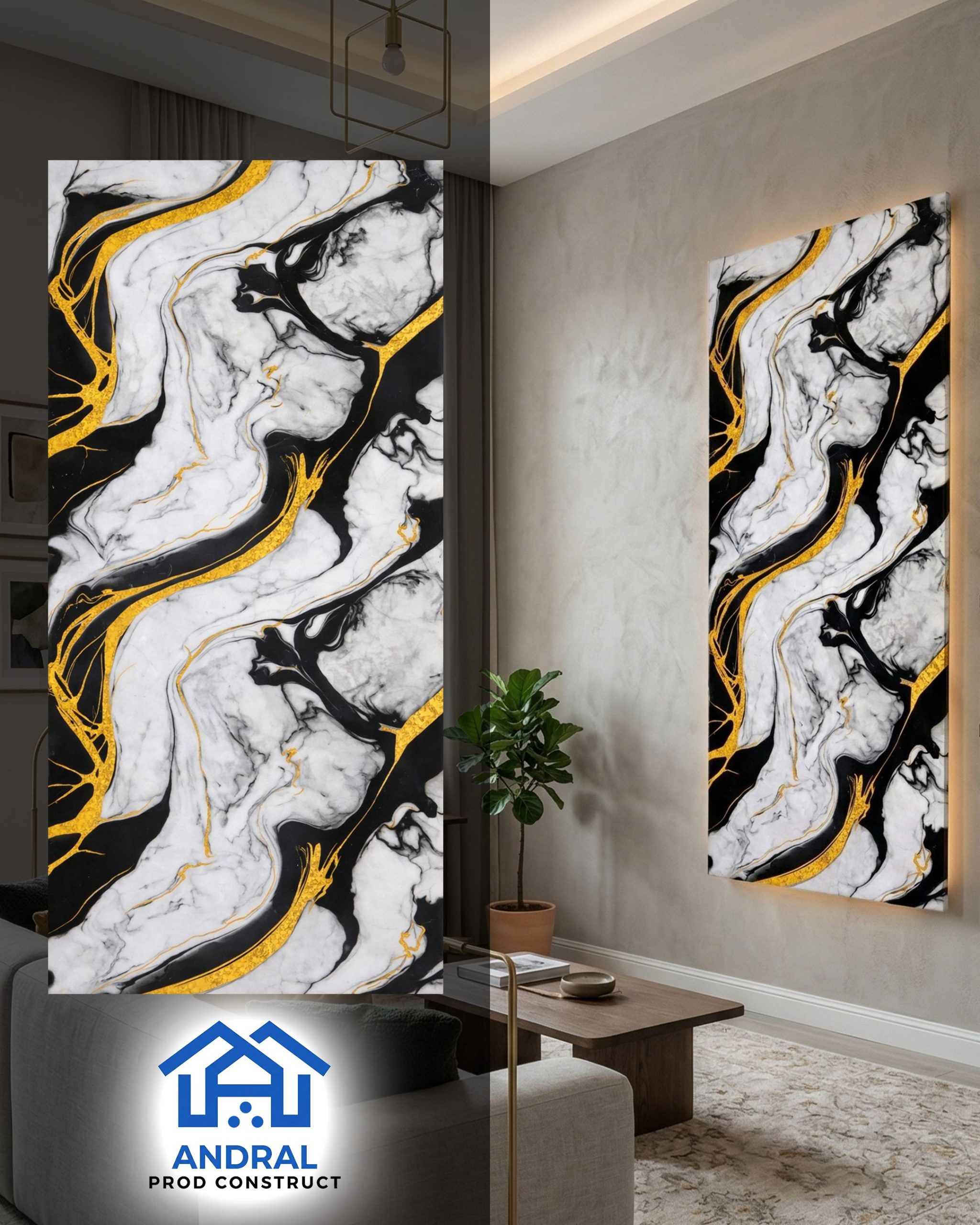 Panou decorativ imitatie marmura PVC APC-S1654-1