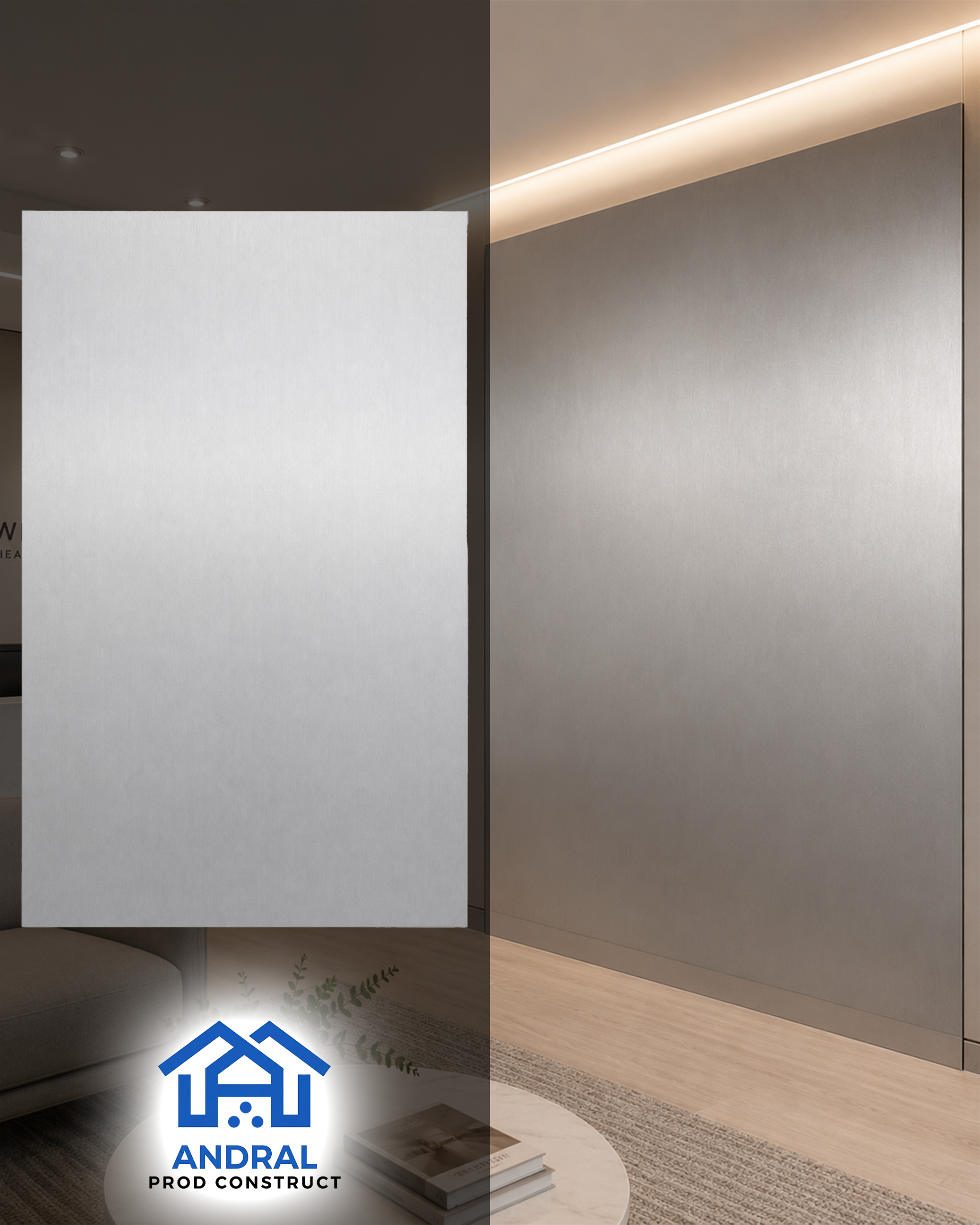 Panou decorativ imitatie marmura APC-Metal Silver 1 deschis